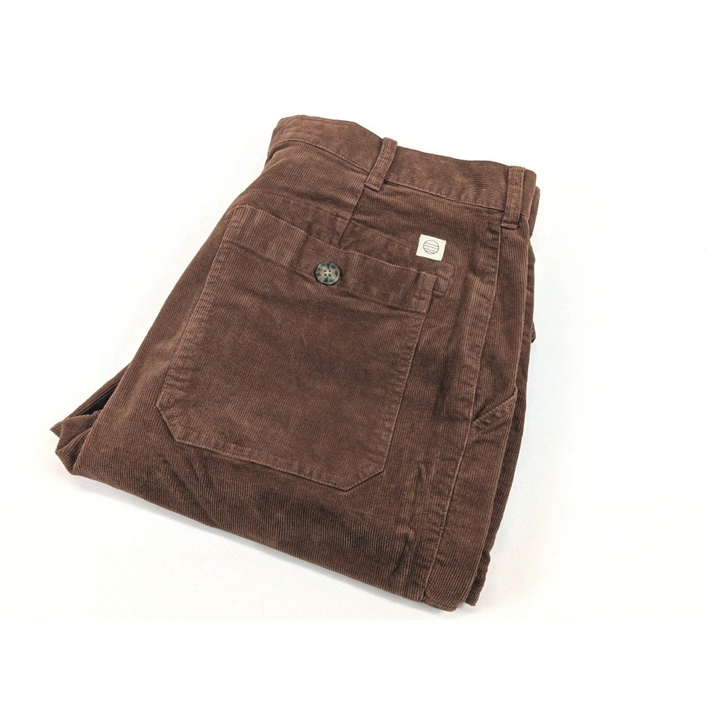 Marine Layer Corduroy Pants Mens 33x31 Breyer Relaxed Utility Rust Red Straight